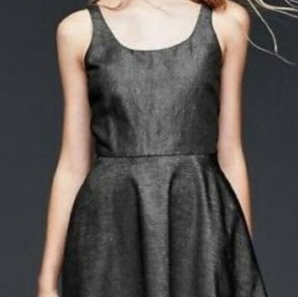 Gap Sleeveless Scoop Neck Black Chambray Fit & Flare Ballet Dress w/pockets Sz 4 - Picture 5 of 17